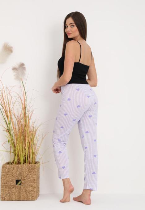 Pantaloni de Pijama Dama ,Culoare Mov cu Alb,Engros